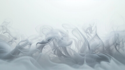 A serene composition of smoke wafting elegantly across a white backdrop, evoking a sense of peaceful motion.