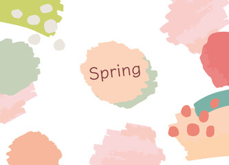 春のスイートなオレンジ色の水彩ペイント風フレーム背景素材