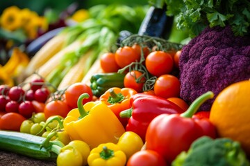 Photography of a vibrant assortment of fresh fruits and vegetables at a farmers market, showcasing the abundance of options available for those following New Food Restrictions