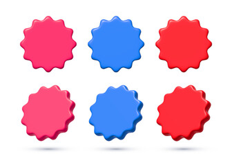 3d empty, blank offer tag, starburst badge, sticker icon isolated on white background for mock up. Online shop and retail commercial concept. Rendering cartoon object illustration.