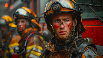 Obraz premium Firefighters at the duty