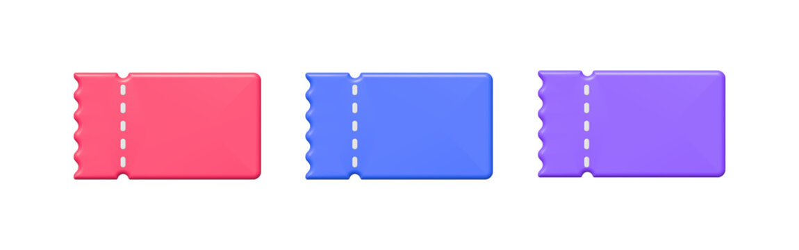 3d blank, empty coupon voucher ticket icon isolated on white background. Template for mock up. Online shopping promotion concept. Rendering cartoon object illustration
