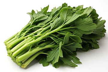 close up a Rapini broccoli rabe isolated on white 