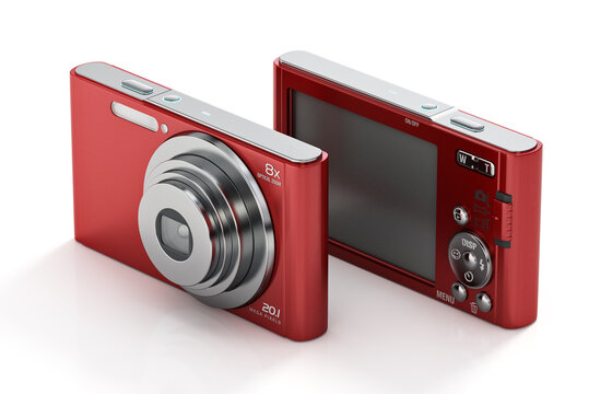 Digital compact camera isolated on white background. 3D illustration