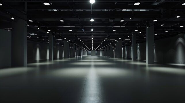 Empty hall exhibition centre.The backdrop for exhibition stands, booth,market,trade show.Conversation for activity,meeting.Arena for entertainment,event,sports.Indoor for Factory,showr : Generative AI