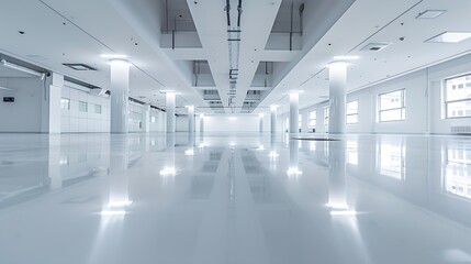 Fototapeta premium Car Parking Lot Floor Area of Shopping Mall, Perspective View Empty of Car Park Structure Building at Department Store. Auto Service Parking Lots Flooring : Generative AI