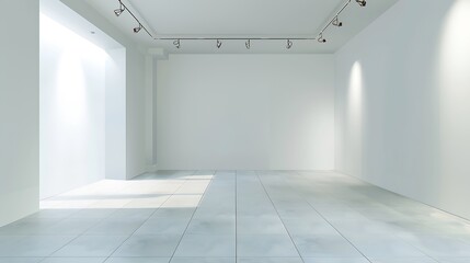 3D render of empty exhibition space. backdrop for exhibitions and events. Tile floor. Marketing...