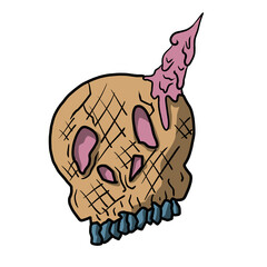 Ice cream skull head cartoon