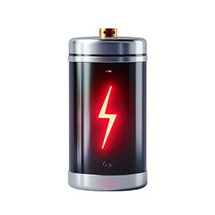 3d silver-black battery with lightning indicator hight quality resolution trasparent background Ai