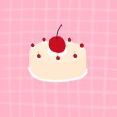 Cute Pound Cake With Pink Background Cartoon illustration Pound Cake Drawing
