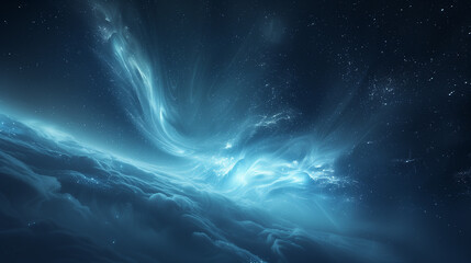 Fototapeta na wymiar Aurora-like ribbons of light swirling through a misty, high-definition sky