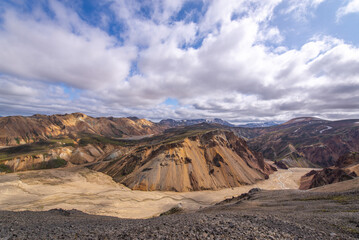 Fototapeta na wymiar View of mountain in Laudmannalaugar from top wide angle