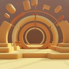 Obraz premium 3D rendering of simple yellow abstract background