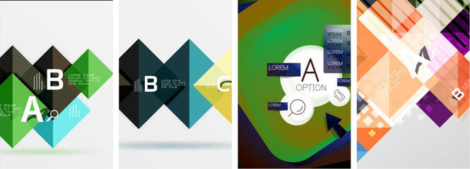 Set of square geometric poster backgrounds. Vector illustration For Wallpaper, Banner, Background, Card, Book Illustration, landing page