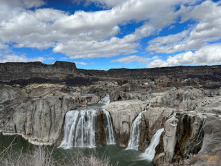 Idaho Shoshone Falls with fluffy clouds