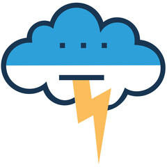 An icon of thunderstorm flat design 