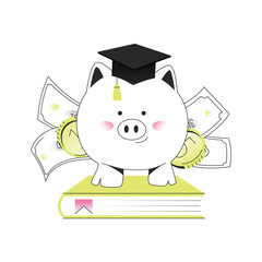 Piggy Bank In Mortarboard Hat