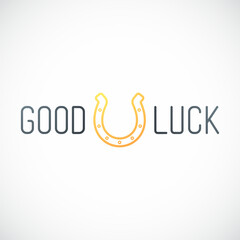 Good Luck emblem. Horseshoe line icon. Stock vector illustration.
