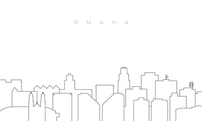 Outline Omaha skyline. Trendy template with Omaha buildings and landmarks in line style. Stock vector design. - obrazy, fototapety, plakaty
