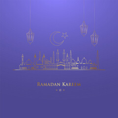 Design of Mosques scenes, Ramadan Kareem celebration. Muslim Community Festival.
