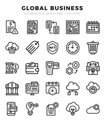 Global Business Lineal icons collection. 25 icon set. Vector illustration.