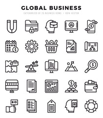 Set of Global Business icons. Vector Illustration.