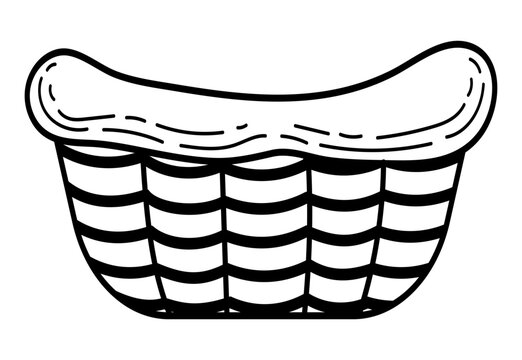 recommend clip art: Wicker basket bowl sketch. Kitchenware. Hand drawn vector illustration.