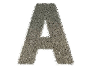 Letter A shape made of sand, isolated on PNG transparent background, suitable for template design