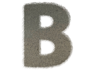 Letter B shape made of sand, isolated on PNG transparent background, suitable for template design