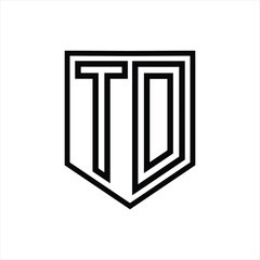 TD Letter Logo monogram shield geometric line inside shield isolated style design