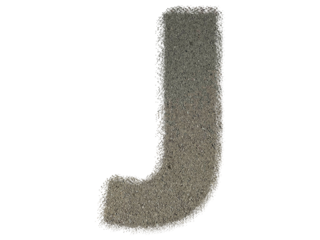 Letter J shape made of sand, isolated on PNG transparent background, suitable for template design