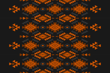 Obraz premium Carpet ethnic ikat pattern art. Geometric ethnic ikat seamless pattern in tribal. Mexican style. Design for background, wallpaper, illustration, fabric, clothing, carpet, textile, batik, embroidery.