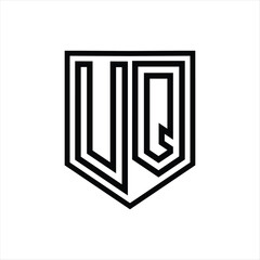 UQ Letter Logo monogram shield geometric line inside shield isolated style design
