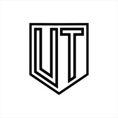 UT Letter Logo monogram shield geometric line inside shield isolated style design