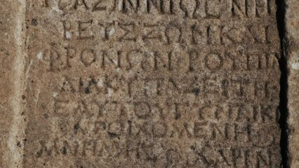 Ancient Greek writings chiseled on stone - Powered by Adobe