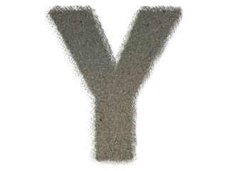 Letter Y shape made of sand, isolated on PNG transparent background, suitable for template design