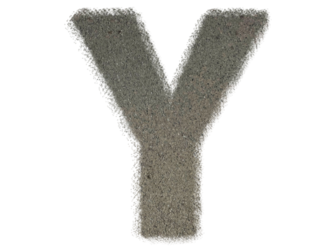Letter Y shape made of sand, isolated on PNG transparent background, suitable for template design