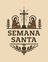 Semana Santa, Holy Week Lent spanish text vector, Latin religious tradition