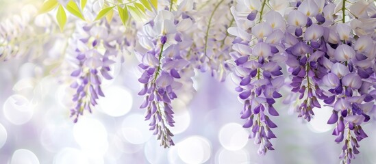 Fototapeta na wymiar Beautiful Blooms: Lavender Flowers Cascading Down from a Majestic Tree in Full Bloom