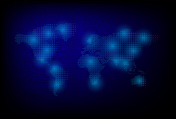 DIgital Earth Global Network. Social network communication in the global computer networks. Big data visualization. Internet technology. Business. Science. Vector illustration