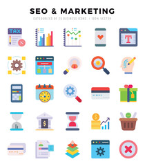 Set of SEO & MARKETING Icons. Simple line art style icons pack.for website and mobile site and apps.