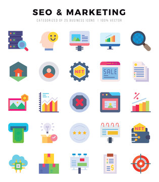 Set of SEO & MARKETING Icons Flat icons collection.