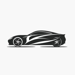 Fototapeta premium Vector black simple abstract car logo element on white background Generative Ai