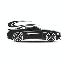 Naklejka premium Vector black simple abstract car logo element on white background Generative Ai