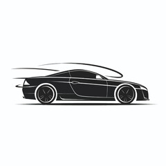 Vector black simple abstract car logo element on white background Generative Ai