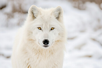 Fototapeta premium Arctic Wolf Canis lupus arctos in the snow, World Wildlife Day, March