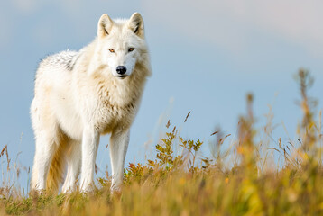 Obraz premium Arctic Wolf Canis lupus arctos, World Wildlife Day, March 