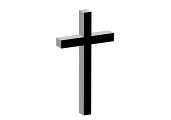 Icono de Cruz latina  en grises en 3D sobre fondo blanco
