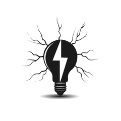 Fototapeta premium Black simple abstract electricity logo element on white background Generative Ai