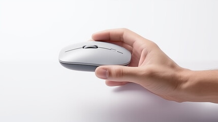 Hand with computer mouse isolate on white background. AI Generative.